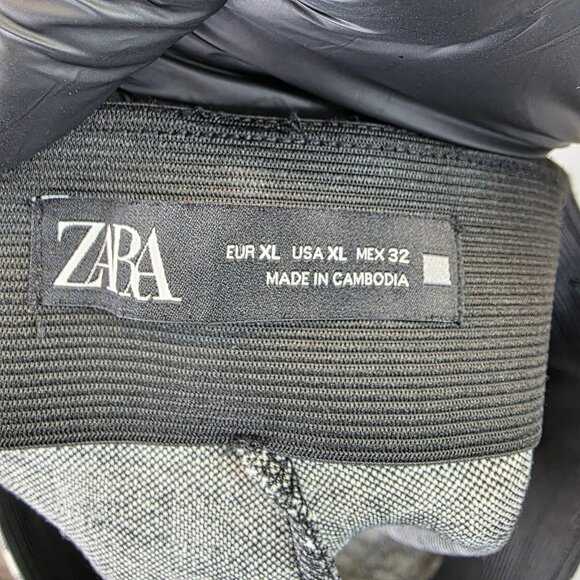 Zara Pants Womens XL Black White Gingham Check Stretch Skinny Ankle Zip Front - Picture 10 of 12